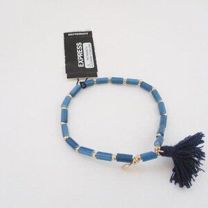 Express Dainty blue cube tassel charm bracelet